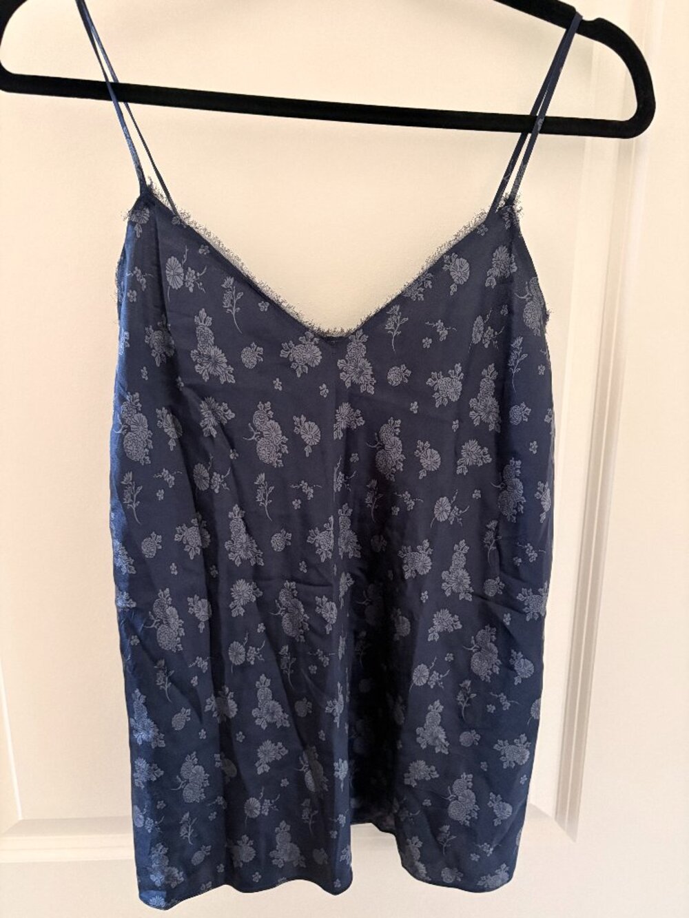 Vince Navy Floral 100% Silk Camisole Top XS